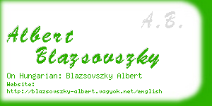 albert blazsovszky business card